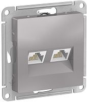 Розетка компьютерная без рамки Systeme Electric AtlasDesign 2-м. RJ45+RJ45 5e алюминий картинка